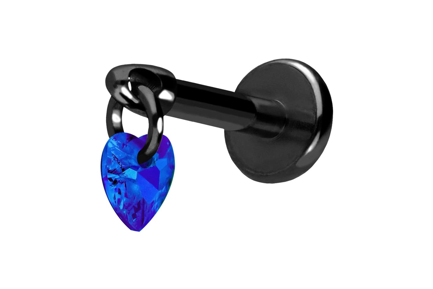 Titan Labret Piercing mit Push Fit KRISTALLHERZ